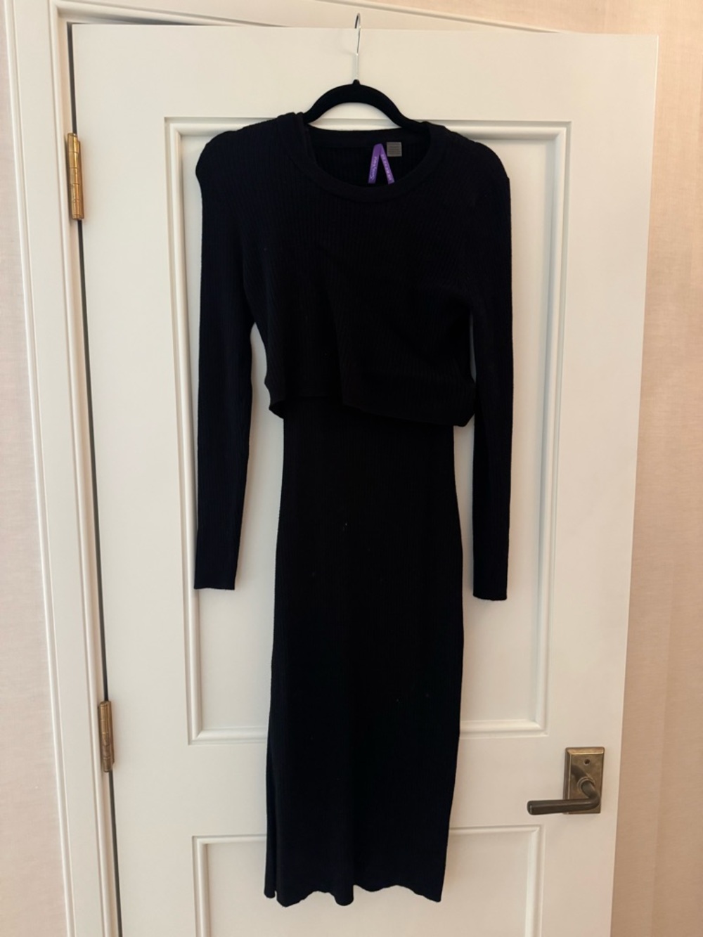 Black Ribbed Two-Piece maternity Knit Dress